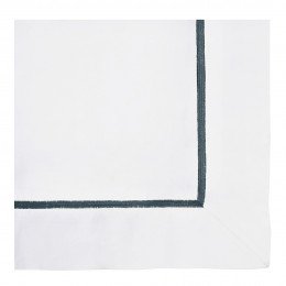 Drap JANE blanc brodé indigo