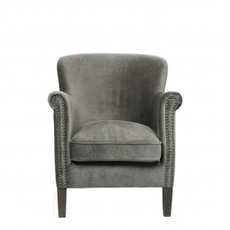 Fauteuil CLAUDE velours gris foncé