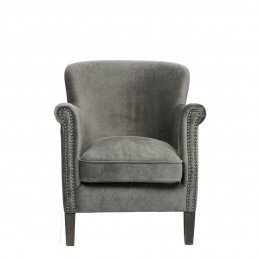 Fauteuil CLAUDE velours gris foncé