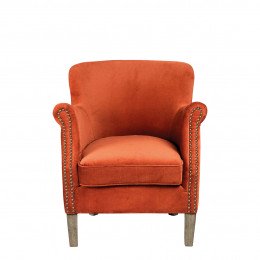 Fauteuil CLAUDE velours orange brûlé
