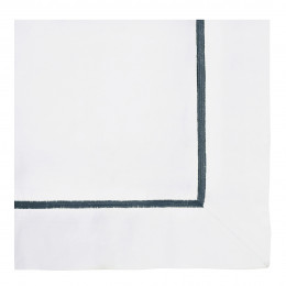 Taie d'oreiller JANE blanc brodé indigo - 65 x 65 cm