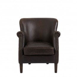 Fauteuil CLAUDE cuir chocolat