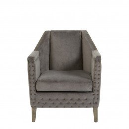 Fauteuil MERVIN velours gris foncé